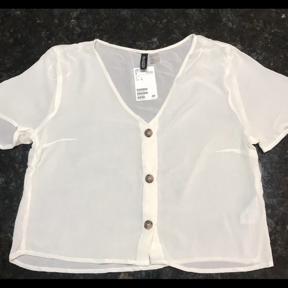 H&M Sheer White Button Shirt